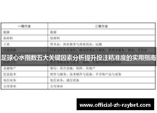 足球心水指数五大关键因素分析提升投注精准度的实用指南 足球心水指数五大关键因素分析提升投注精准度的实用指南